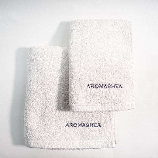 オーガニックコットン フェイスタオル (アロマシアロゴ刺繍入り